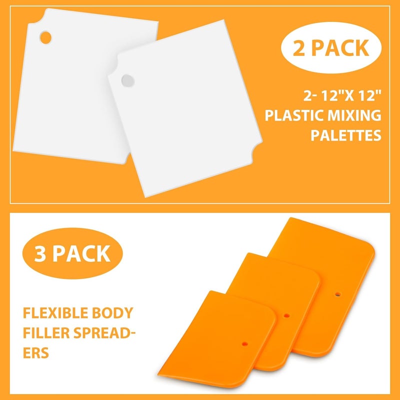 Minatee 2 Pcs 12 x 12 Inch Plastic Body Filler Mixing Board with 3 Pcs Reusable Body Filler Spreaders 4, 5, 6 Inch Plastic Spreaders, Auto Body Tools for Applying Automotive Fillers Putties Glazes - Image 5